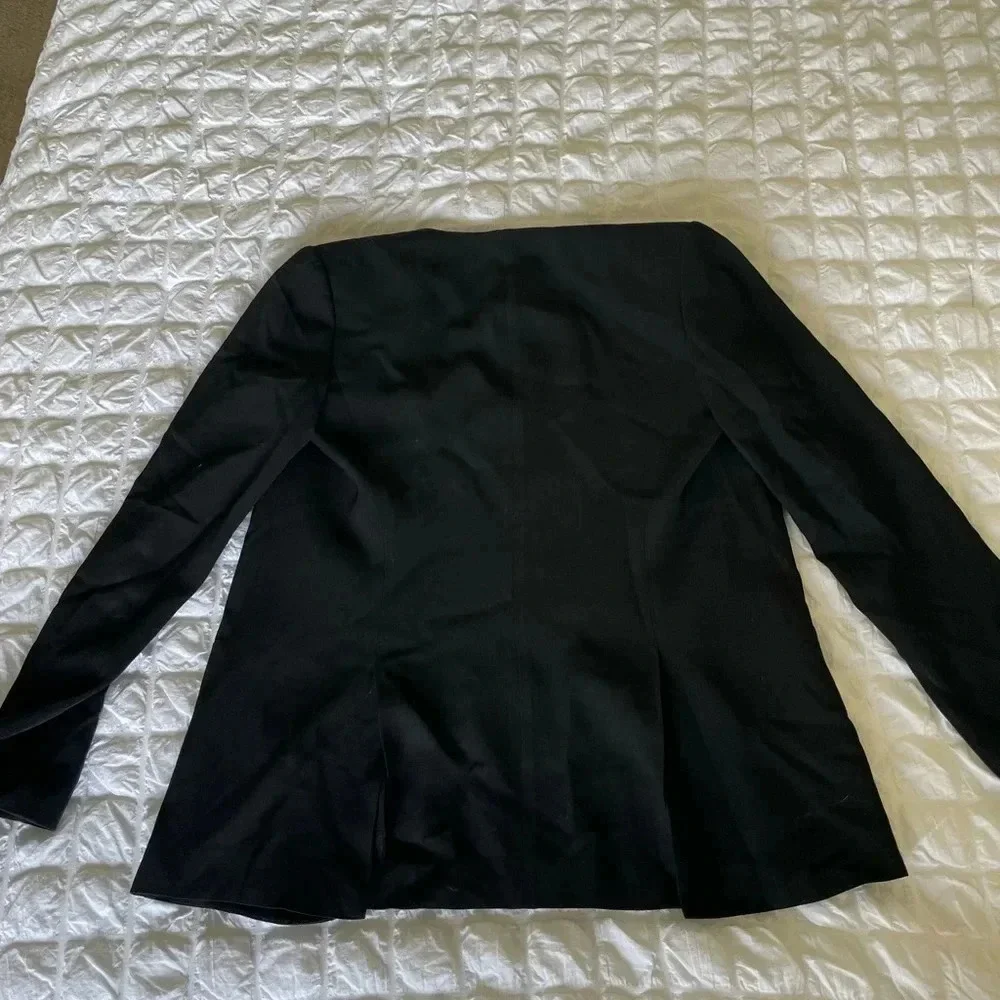 Theory black wool blend collarless Medora Hydric blazer - Picture 6 of 11